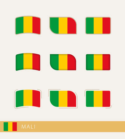 Vector flags of Mali, collection of Mali flags. Vector icon.のイラスト素材