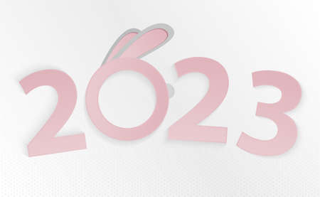 Chinese new year 2023 year of the Rabbit. Chinese Zodiac-Rabbit in circle.のイラスト素材