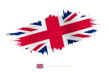 Painted brushstroke flag of United Kingdom with waving effect. Vector flag.のイラスト素材