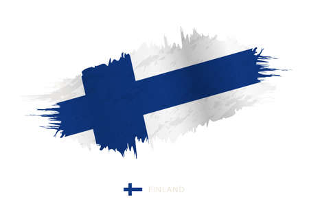 Painted brushstroke flag of Finland with waving effect. Vector flag.のイラスト素材