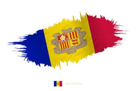 Painted brushstroke flag of Andorra with waving effect. Vector flag.のイラスト素材