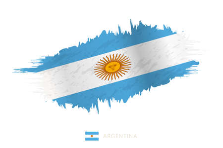 Painted brushstroke flag of Argentina with waving effect. Vector flag.のイラスト素材