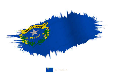 Painted brushstroke flag of Nevada with waving effect. Vector flag.のイラスト素材