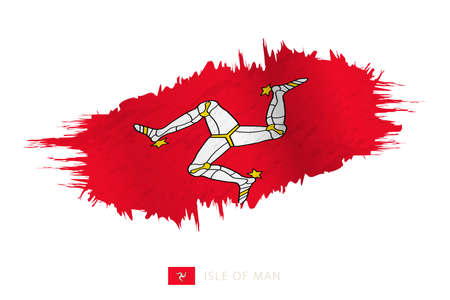 Painted brushstroke flag of Isle of Man with waving effect. Vector flag.のイラスト素材
