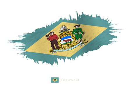 Painted brushstroke flag of Delaware with waving effect. Vector flag.のイラスト素材