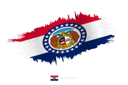 Painted brushstroke flag of Missouri with waving effect. Vector flag.のイラスト素材
