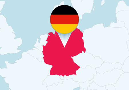 Europe with selected Germany map and Germany flag icon. Vector map and flag.のイラスト素材