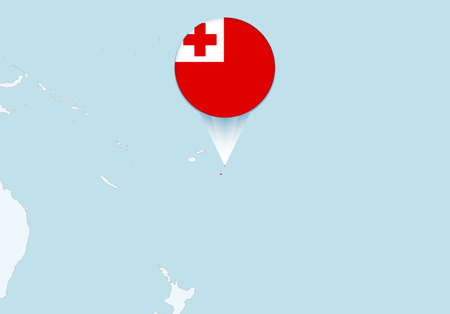 Oceania with selected Tonga map and Tonga flag icon. Vector map and flag.のイラスト素材