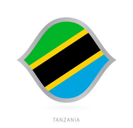 Tanzania national team flag in style for international basketball competitions. Vector sign.のイラスト素材