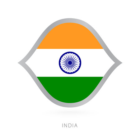 India national team flag in style for international basketball competitions. Vector sign.のイラスト素材
