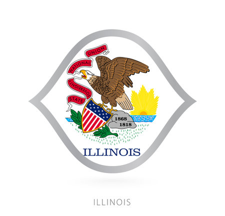 Illinois national team flag in style for international basketball competitions. Vector sign.のイラスト素材