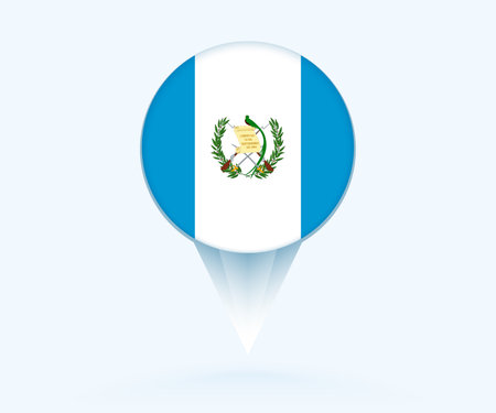 Map pointer with flag of Guatemala. Vector flag sign on blue background.のイラスト素材