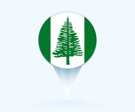 Map pointer with flag of Norfolk Island. Vector flag sign on blue background.のイラスト素材