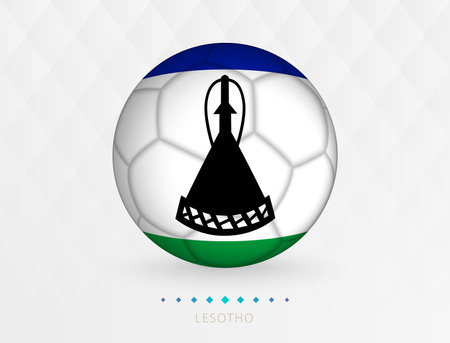Football ball with Lesotho flag pattern, soccer ball with flag of Lesotho national team. Vector sport icon.のイラスト素材