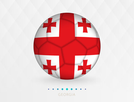 Football ball with Georgia flag pattern, soccer ball with flag of Georgia national team. Vector sport icon.のイラスト素材