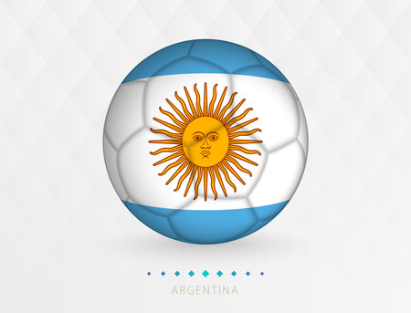 Football ball with Argentina flag pattern, soccer ball with flag of Argentina national team. Vector sport icon.のイラスト素材