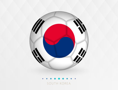Football ball with South Korea flag pattern, soccer ball with flag of South Korea national team. Vector sport icon.のイラスト素材