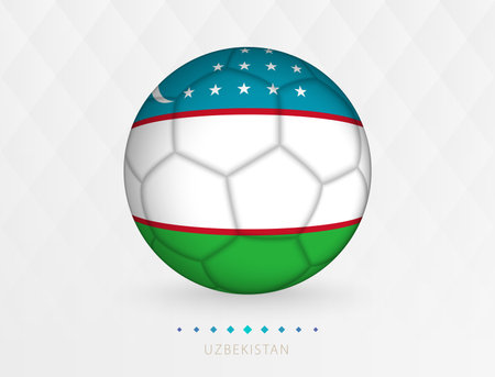 Football ball with Uzbekistan flag pattern, soccer ball with flag of Uzbekistan national team. Vector sport icon.のイラスト素材
