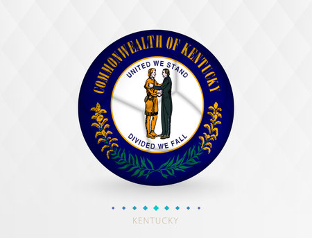 Football ball with Kentucky flag pattern, soccer ball with flag of Kentucky national team. Vector sport icon.のイラスト素材