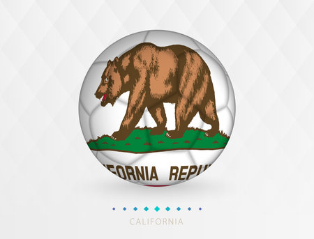 Football ball with California flag pattern, soccer ball with flag of California national team. Vector sport icon.のイラスト素材