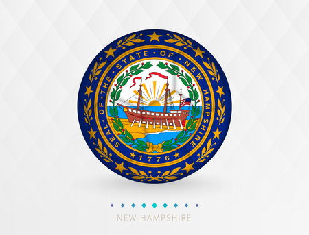 Football ball with New Hampshire flag pattern, soccer ball with flag of New Hampshire national team. Vector sport icon.のイラスト素材
