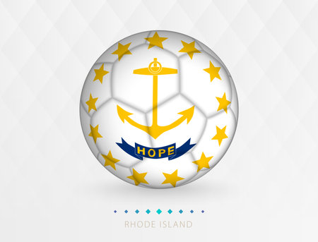 Football ball with Rhode Island flag pattern, soccer ball with flag of Rhode Island national team. Vector sport icon.のイラスト素材