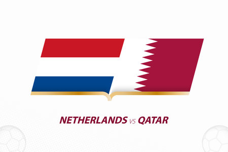 Netherlands vs Qatar in Football Competition, Group A. Versus icon on Football background. Sport vector icon.のイラスト素材