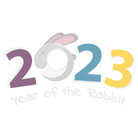 2023 year of the Rabbit, number 2023 with head of a Rabbit. Vector illustration.のイラスト素材