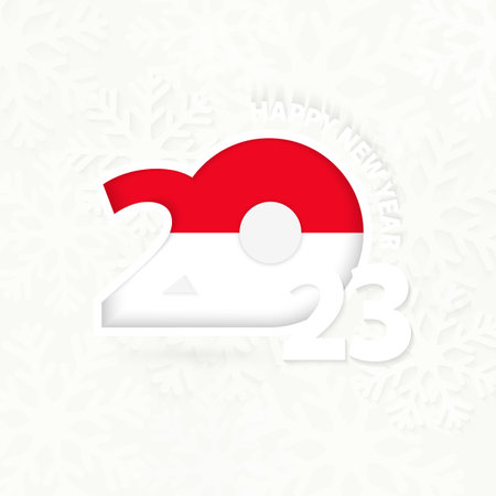 New Year 2023 for Indonesia on snowflake background. Greeting Indonesia with new 2023 year.のイラスト素材