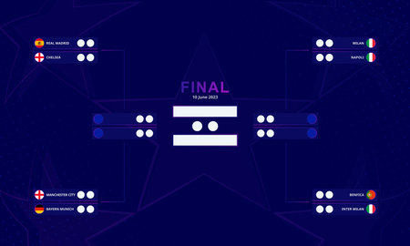 Football bracket for European club tournament on abstract background. Vector template.のイラスト素材