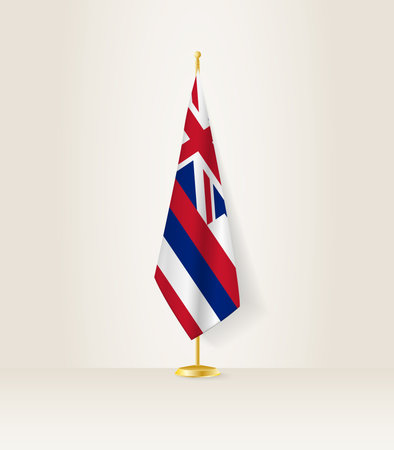 Hawaii flag on a flag stand. Vector illustration.のイラスト素材