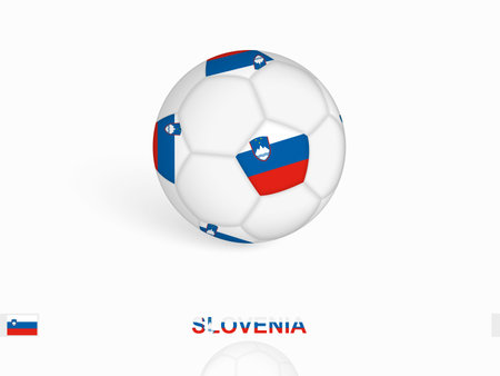 Soccer ball with the Slovenia flag, football sport equipment. Vector illustration.のイラスト素材