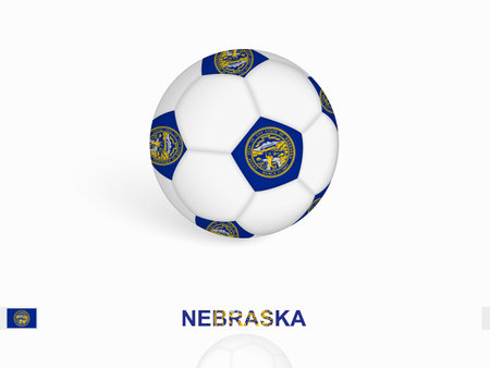 Soccer ball with the Nebraska flag, football sport equipment. Vector illustration.のイラスト素材