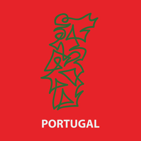 Abstract stroke map of Portugal for rugby tournament. Vector illustration.のイラスト素材