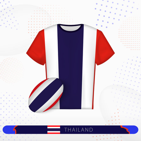 Thailand rugby jersey with rugby ball of Thailand on abstract sport background. Jersey design.のイラスト素材