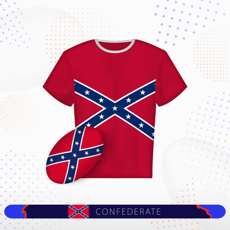 Confederate rugby jersey with rugby ball of Confederate on abstract sport background. Jersey design.のイラスト素材