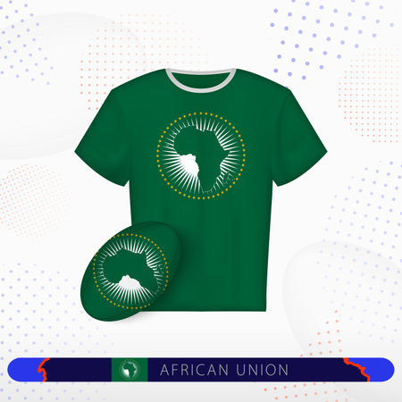 African Union rugby jersey with rugby ball of African Union on abstract sport background. Jersey design.のイラスト素材