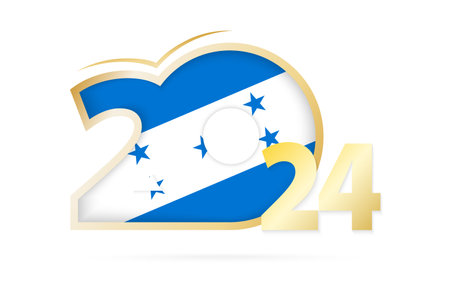 Year 2024 with Honduras Flag pattern. Vector Illustration.のイラスト素材