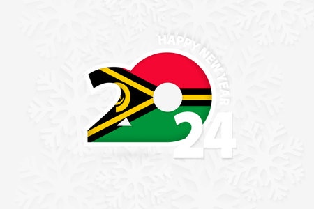 New Year 2024 for Vanuatu on snowflake background. Greeting Vanuatu with new 2024 year.のイラスト素材
