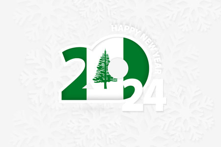 New Year 2024 for Norfolk Island on snowflake background. Greeting Norfolk Island with new 2024 year.のイラスト素材