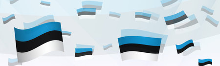 Estonia flag-themed abstract design on a banner. Abstract background design with National flags. Vector illustration.のイラスト素材