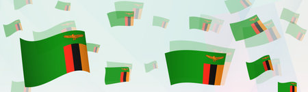 Zambia flag-themed abstract design on a banner. Abstract background design with National flags. Vector illustration.のイラスト素材