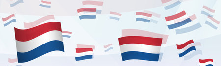 Netherlands flag-themed abstract design on a banner. Abstract background design with National flags. Vector illustration.のイラスト素材