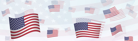 USA flag-themed abstract design on a banner. Abstract background design with National flags. Vector illustration.のイラスト素材