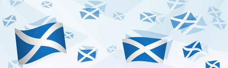 Scotland flag-themed abstract design on a banner. Abstract background design with National flags. Vector illustration.のイラスト素材