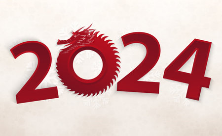 Year of the Dragon 2024, Happy lunar new year 2024 card template. Vector illustration.のイラスト素材