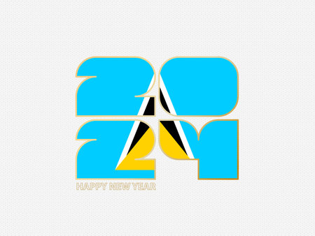 Abstract numbers 2024 with flag of Saint Lucia. Vector illustration.のイラスト素材
