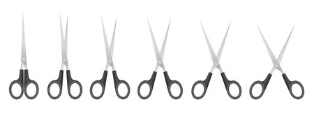 Set of black cutting scissors on a white background. Vector illustration.のイラスト素材