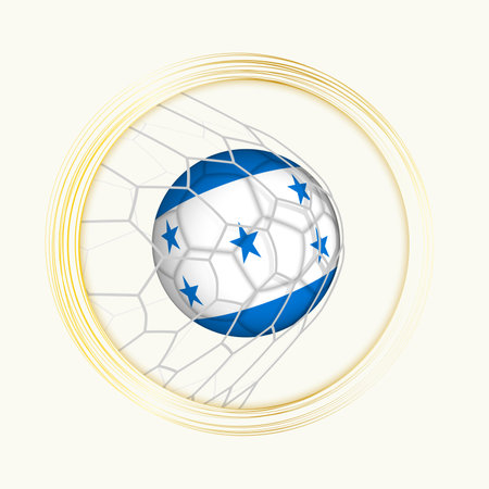 Honduras scoring goal, abstract football symbol with illustration of Honduras ball in soccer net. Vector sport illustration.のイラスト素材