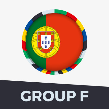 Portugal flag stylized for European football tournament 2024. Circle flag icon.のイラスト素材